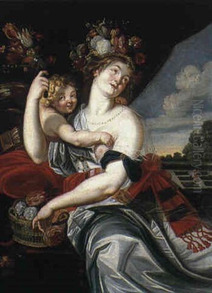 Flore Ou Le Toucher Oil Painting by Abraham Janssens