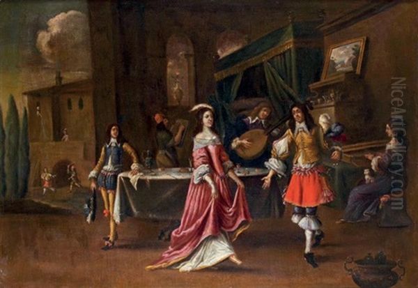 Scene De Bal Oil Painting by Hieronymous (Den Danser) Janssens