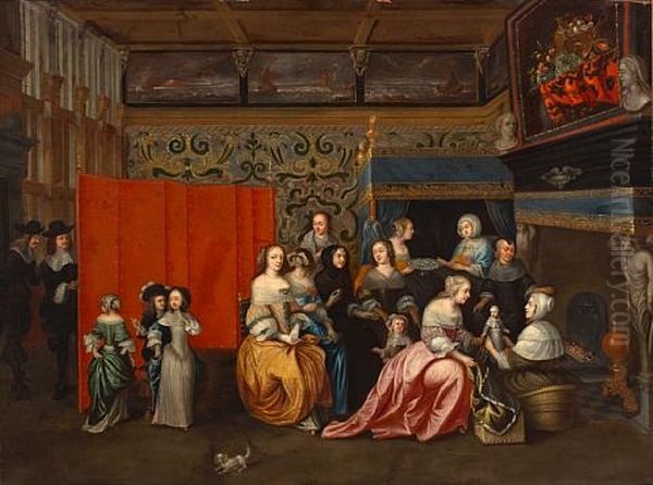 Presentation Of The Newborn Oil Painting by Hieronymous (Den Danser) Janssens