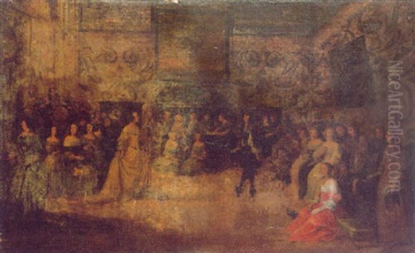 King Charles Ii And The Princess Of Orange At A Ball Given At The Hague The Night Before His Return To England In 1660 Oil Painting by Hieronymous (Den Danser) Janssens