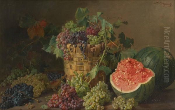 Composition Aux Raisins Oil Painting by Licinio Barzanti