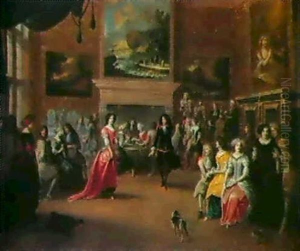 Hofbal Med Elegante Dansende Oil Painting by Hieronymous (Den Danser) Janssens