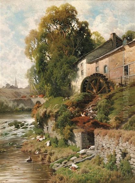 Le Moulin A Eau Oil Painting by Jacques Janssens