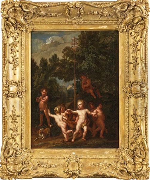 Ronde De Putti Oil Painting by Victor Honore Janssens