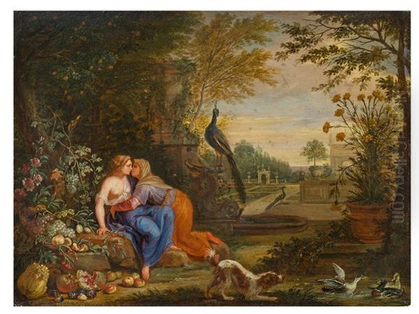 Landscape With Vertumnus And Pomona Oil Painting by Victor Honore Janssens