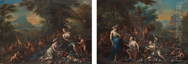 Bacchanal (pair) Oil Painting by Victor Honore Janssens