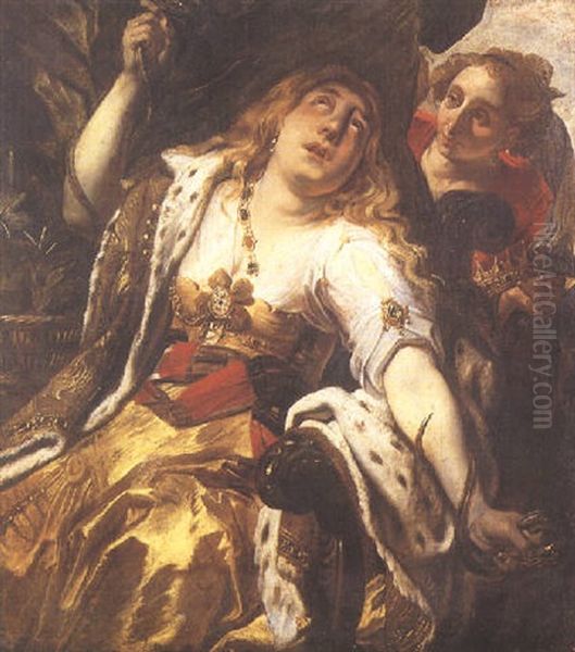 La Mort De Cleopatre Oil Painting by Victor Honore Janssens