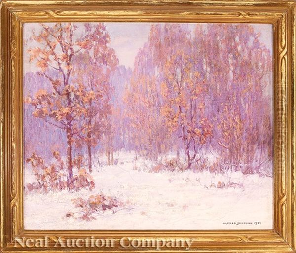 Impressionist Winter Landscape Oil Painting by Alfred Jansson