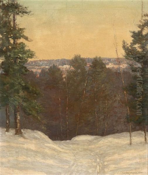 Winter Valley View Oil Painting by Alfred Jansson