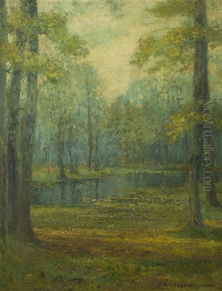 Forest Scene Oil Painting by Alfred Jansson