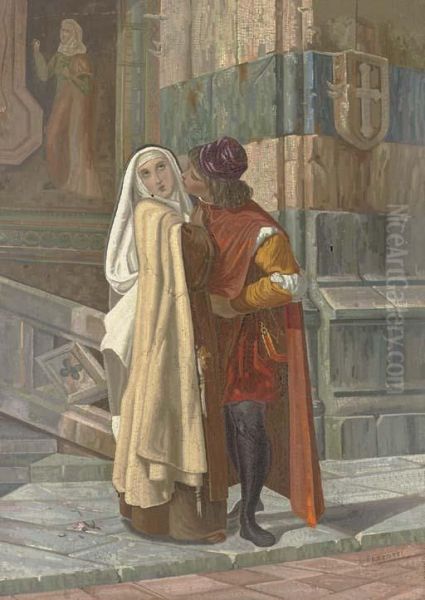 A Roman Micromosaic Panel Depicting Abelard And Heloise Oil Painting by Biagio Barzotti