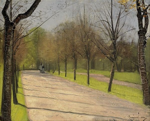 Promenerande Par Oil Painting by Eugene Fredrik Jansson