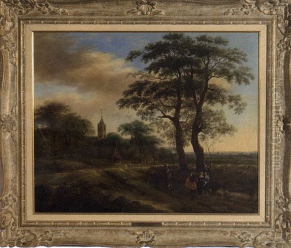 Hunting Outside A Village Oil Painting by Pieter Jansz