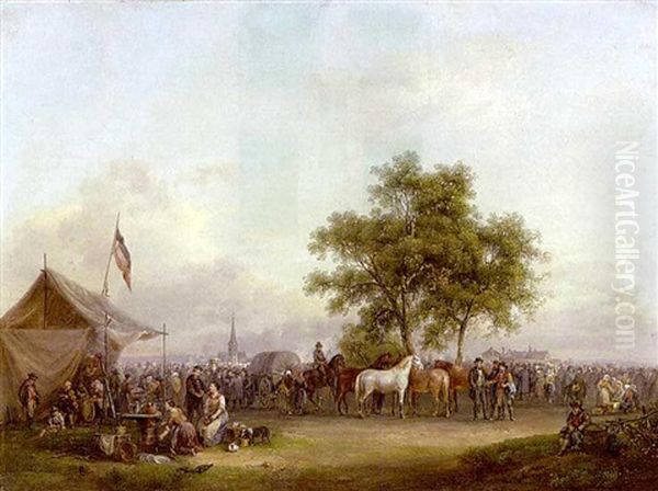 Buntes Treiben Auf Einem Pferdemarkt Oil Painting by Philipp Janz