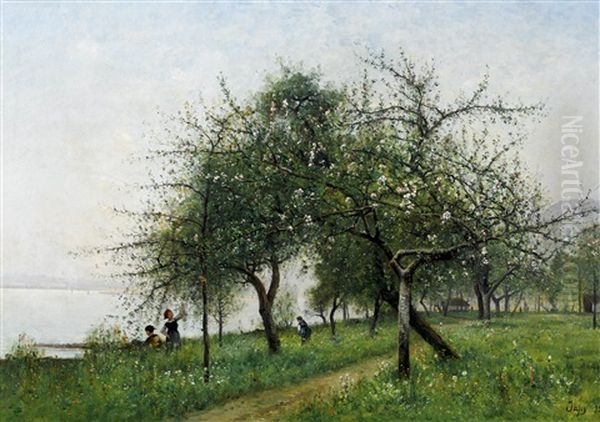 Ufer Mit Bluhenden Obstbaumen Oil Painting by Louis Aime Japy