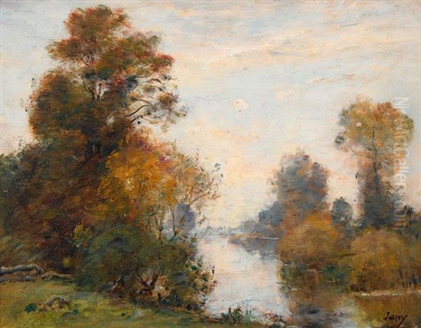 Herbstliche Flusslandschaft Oil Painting by Louis Aime Japy