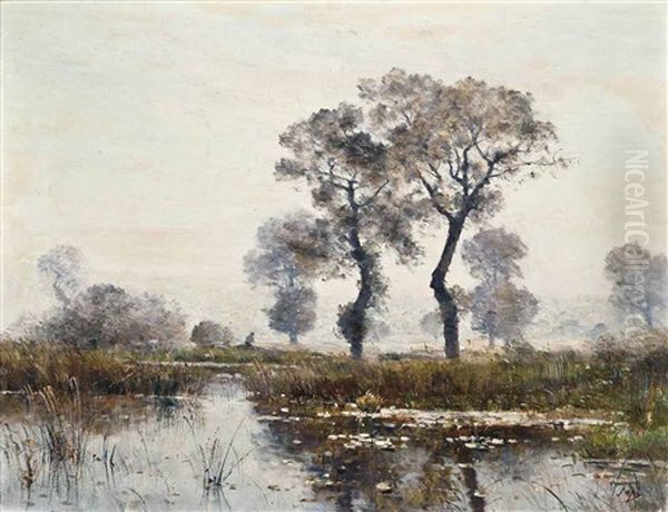 L'etang De Lapra En Septembre, St. Bonnet-les-oulles Oil Painting by Louis Aime Japy