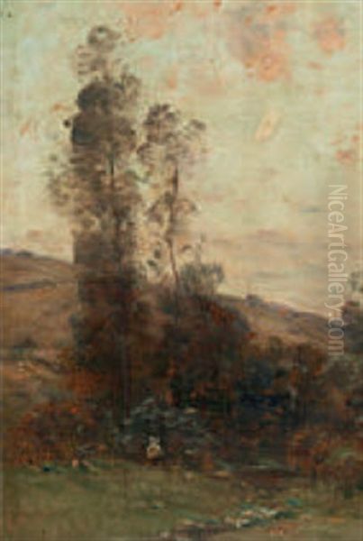 Landschaft Mit Figurenstaffage Oil Painting by Louis Aime Japy