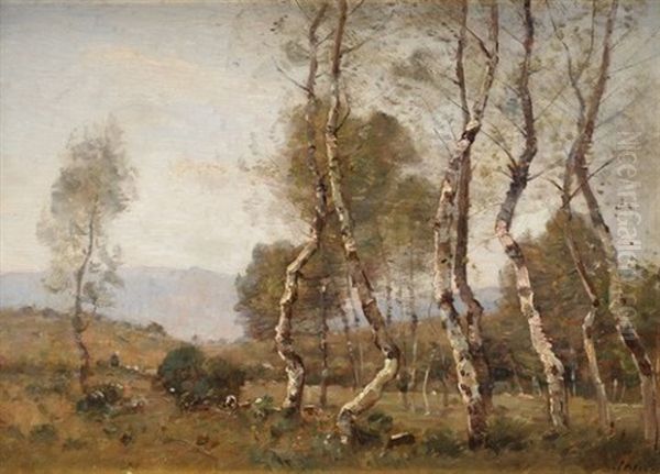 Paysage Aux Bouleaux Oil Painting by Louis Aime Japy