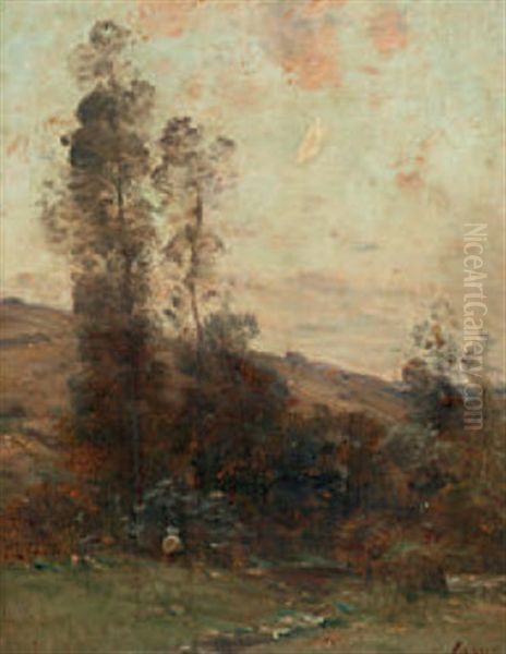 Landschaft Mit Figurenstaffage Oil Painting by Louis Aime Japy