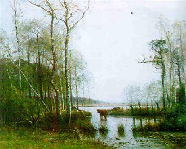 Paysage Au Lac Oil Painting by Louis Aime Japy