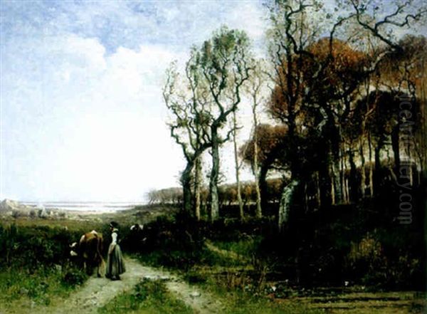 Bretonische Weidelandschaft Mit Hugeln Und Alten Baumen Oil Painting by Louis Aime Japy