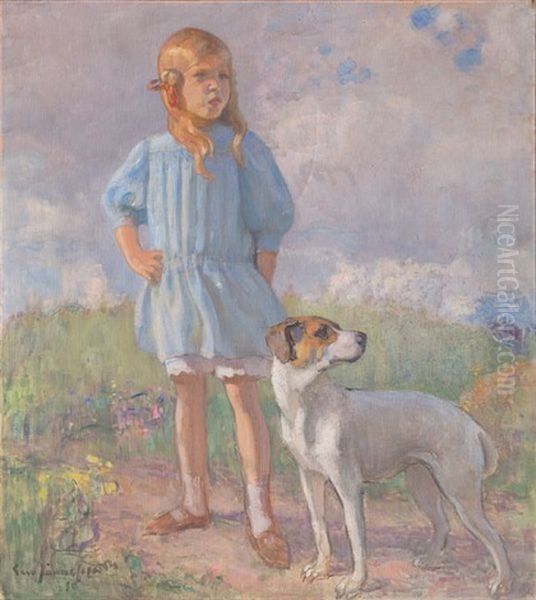 Pike Med Hund Oil Painting by Eero Jaernefelt