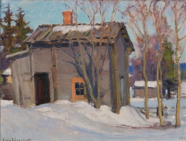 Winter Landscape Oil Painting by Eero Jaernefelt