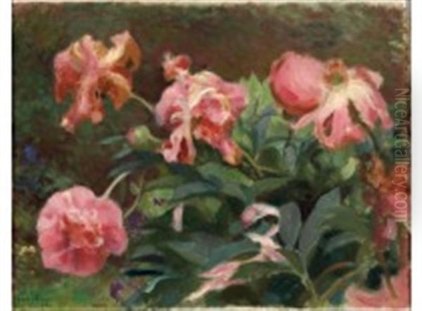 Peonies Oil Painting by Eero Jaernefelt