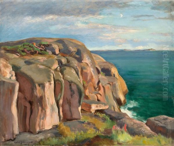 Cliffs On The Shore Of Kaivopuisto Oil Painting by Eero Jaernefelt