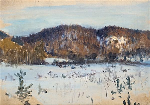 Winter Landscape Oil Painting by Eero Jaernefelt