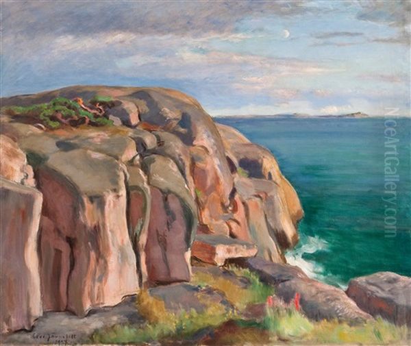 Cliffs On The Shore Of Kaivopuisto Oil Painting by Eero Jaernefelt