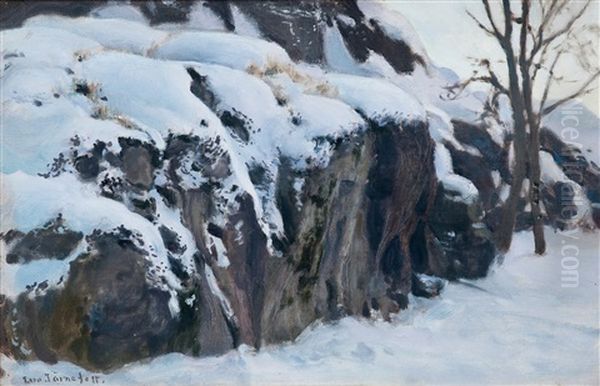 Snow-covered Cliffs Oil Painting by Eero Jaernefelt