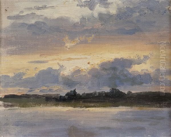 Sunset Oil Painting by Eero Jaernefelt