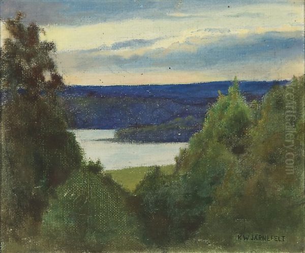 Lake Scene Oil Painting by Kasper Jaernefelt