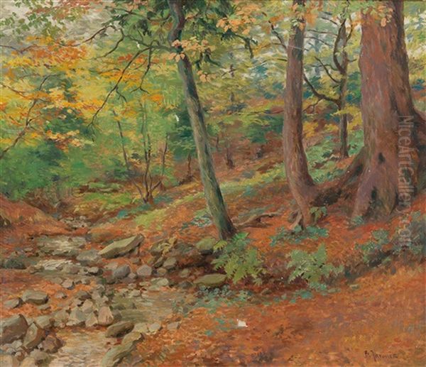 Woodland Landscape Oil Painting by Bohumir Jaronek