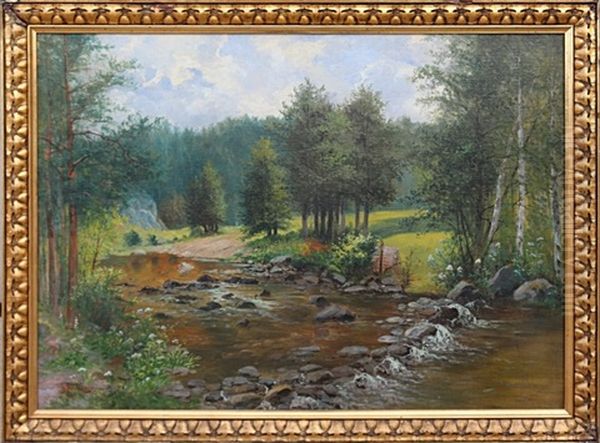 Krajina S Rekou Oil Painting by Bohumil Jaros