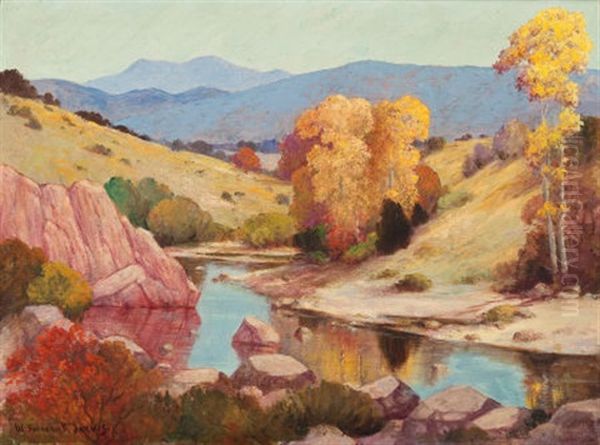 Autumn Landscape With River Oil Painting by Frederick Jarvis