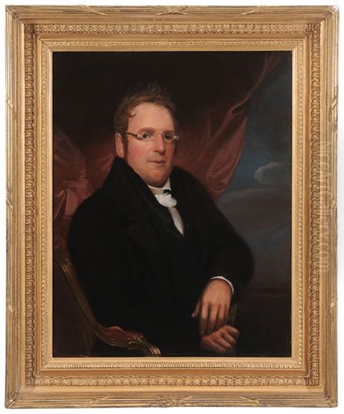 Portrait Of A Seated Gentleman Wearing Spectacles Oil Painting by John Wesley Jarvis