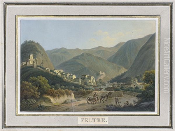 Blick Auf Die Stadt Feltre In Der Provinz Belluno In Venetien From Vues Pittoresques Dans La Haute Italie Oil Painting by Franz Jaschke