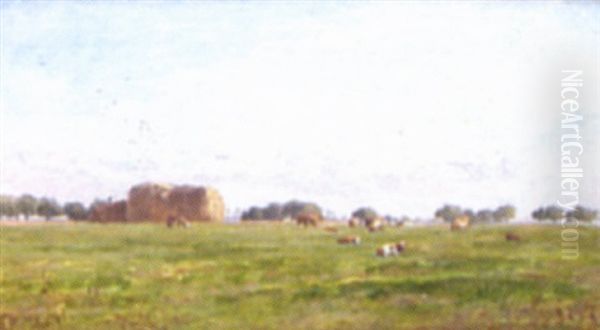 Extensive Country Landscape With Cattle Oil Painting by William Samuel Jay