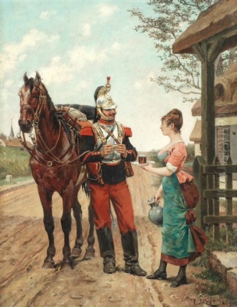 Refreshment For A Cavalryman Oil Painting by Paul Leon Jazet