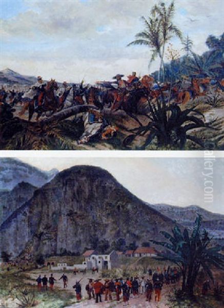 La Charge De L'infanterie Et De La Cavalerie Francaise En Amerique Du Sud Oil Painting by Paul Leon Jazet