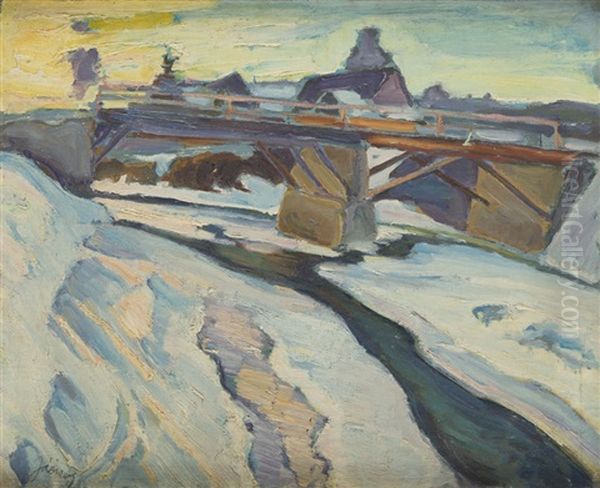 Harenda Bridge Oil Painting by Franciszek Jazwiecki