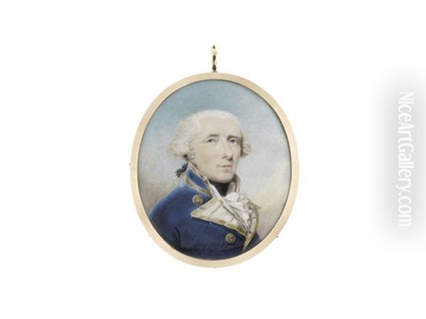 Admiral Skeffington Lutwidge (1737-1814), Wearing Blue Coat With White Facings Edged With Gold, White Waistcoat, Frilled Chemise And Black Stock, His White Hair Tied With Black Ribbon Oil Painting by Philip Jean