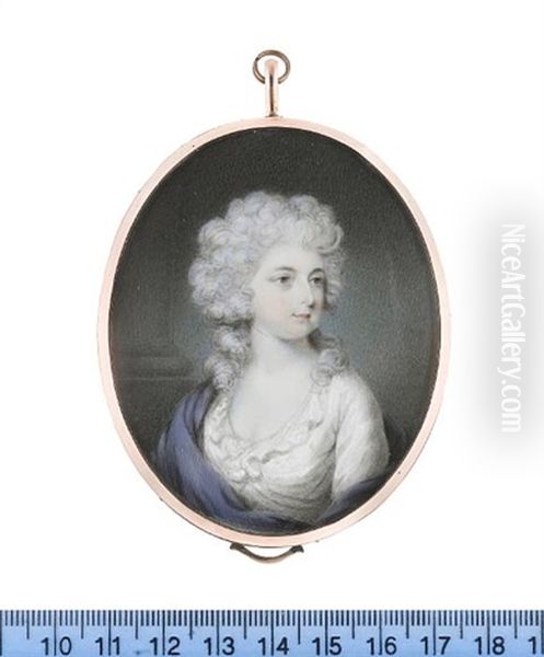 Maria, Duchess Of Gloucester, Wearing White Dress And Blue Mantle, Her Powdered Wig Worn A La Conseilleur by Philip Jean