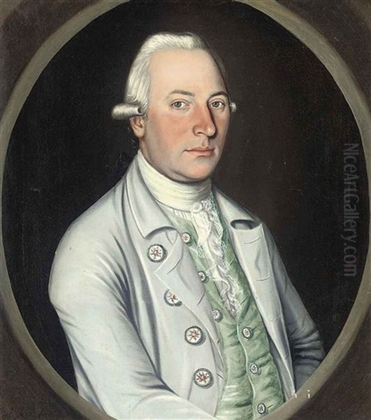 Portrait Of A Gentleman In A Blue Coat And Green Waistcoat Oil Painting by Philip Jean