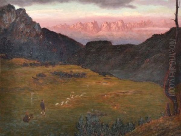 Abendstimmung In Den Dolomiten Oil Painting by Sigismond Jean-Ernest Jeanes