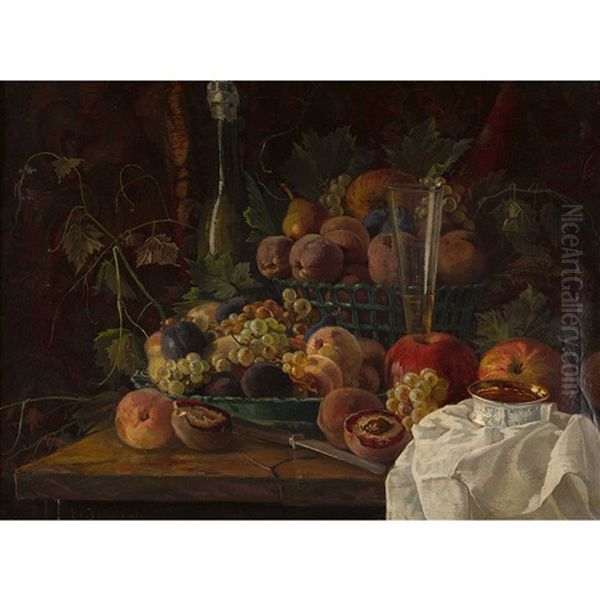 Uppiges Fruchtestillleben Oil Painting by Edouard Jeanmaire