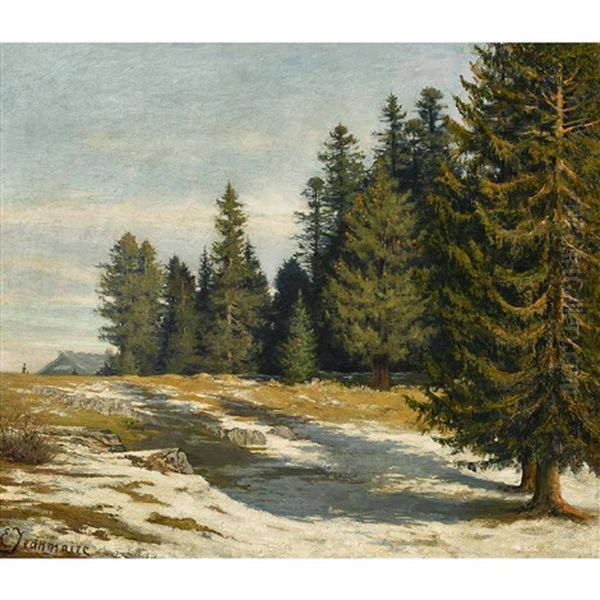 Etude D'apres Nature A La Joux-perret Oil Painting by Edouard Jeanmaire